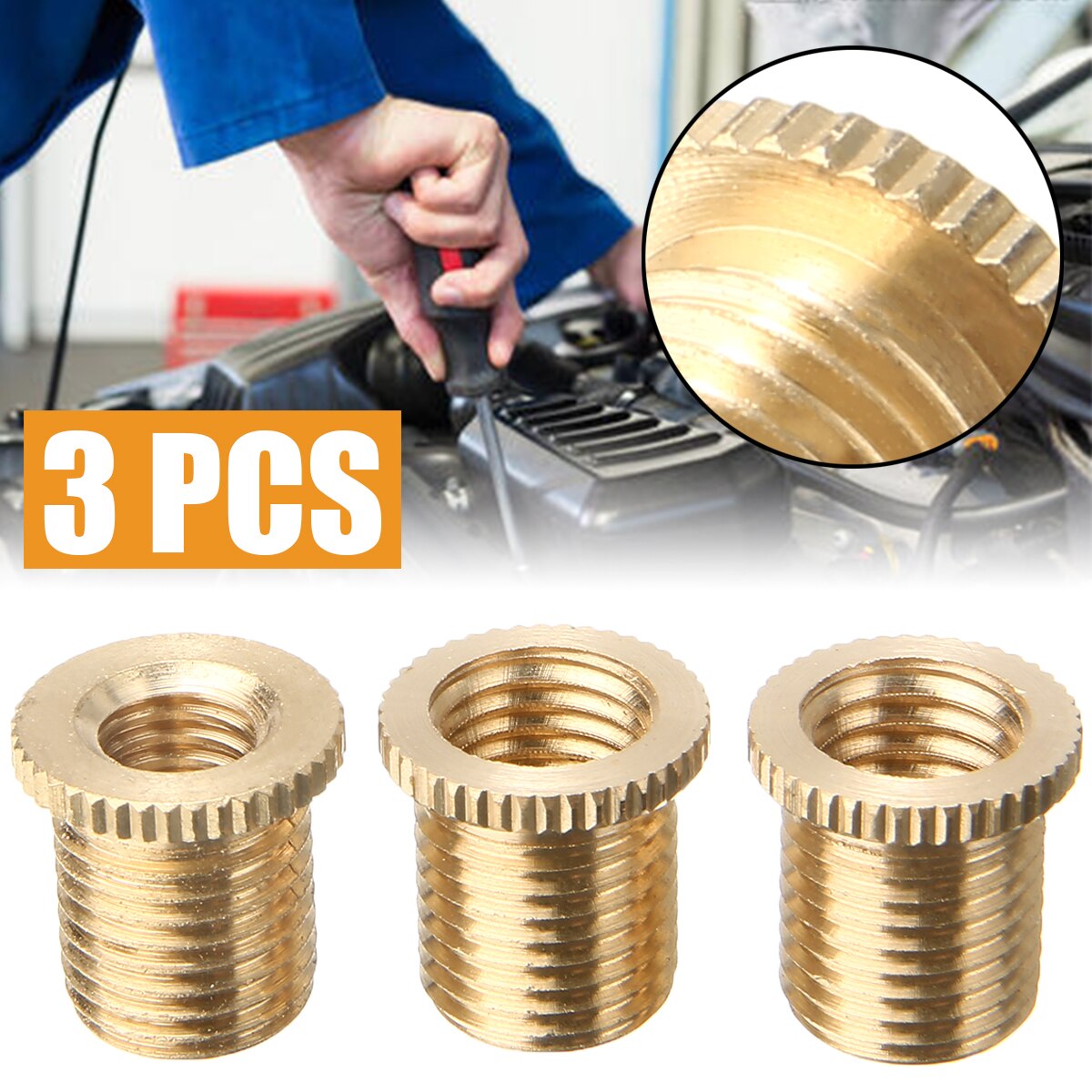 3pcs Gold Aluminum Alloy Gear Shift Knob Thread Adapter Nut Kit M10x1.25 M10x1.5 M8x1.25 Accessories Parts