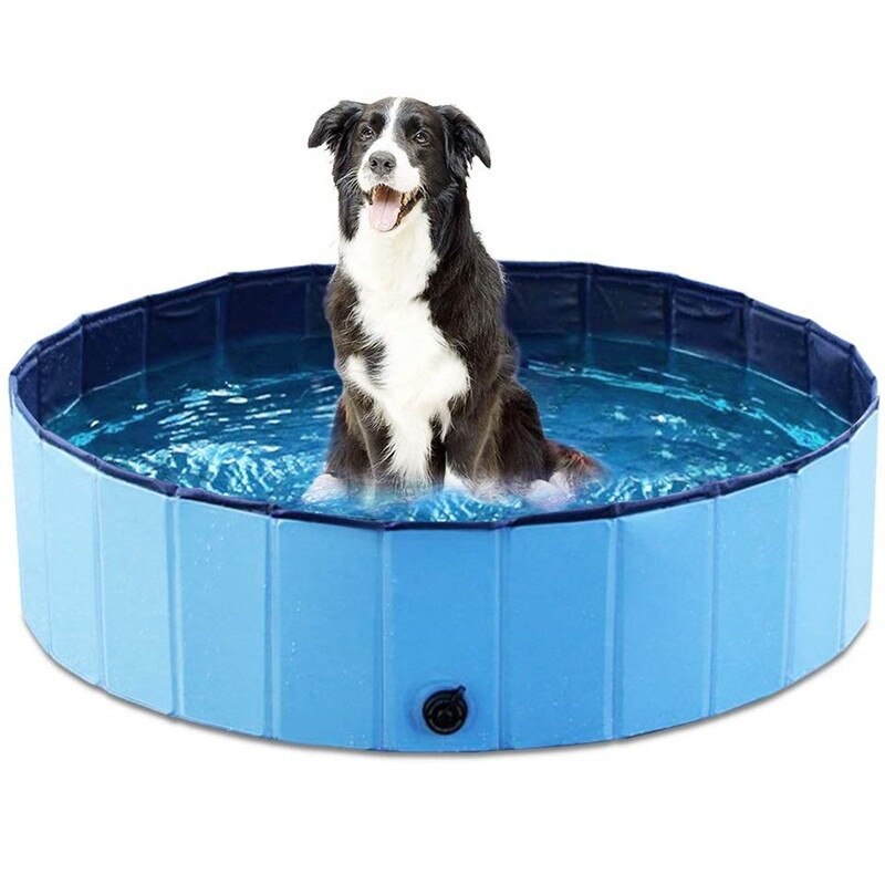 PVC Foldable Pet Cat Dog Swimming Pool PVC Washing Pond Dog Tub Bed Small Large Dog Swimming House Bed Summer Pool: blue / 60X20CM