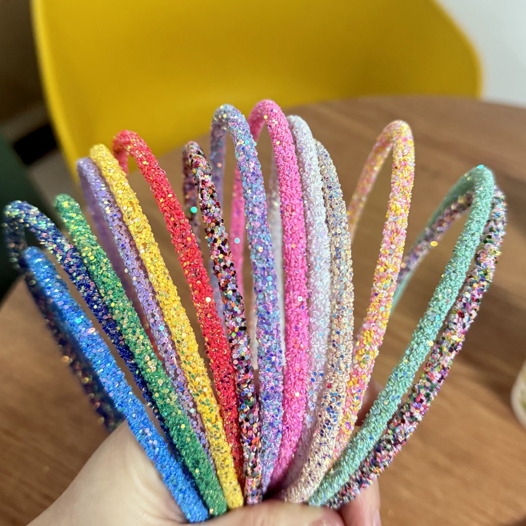 7 Uds. Diademas bonitas con forma de estrella y purpurina, diademas brillantes para niñas, diademas bonitas para niñas, decoración para fiestas, accesorios para el cabello: Lavanda