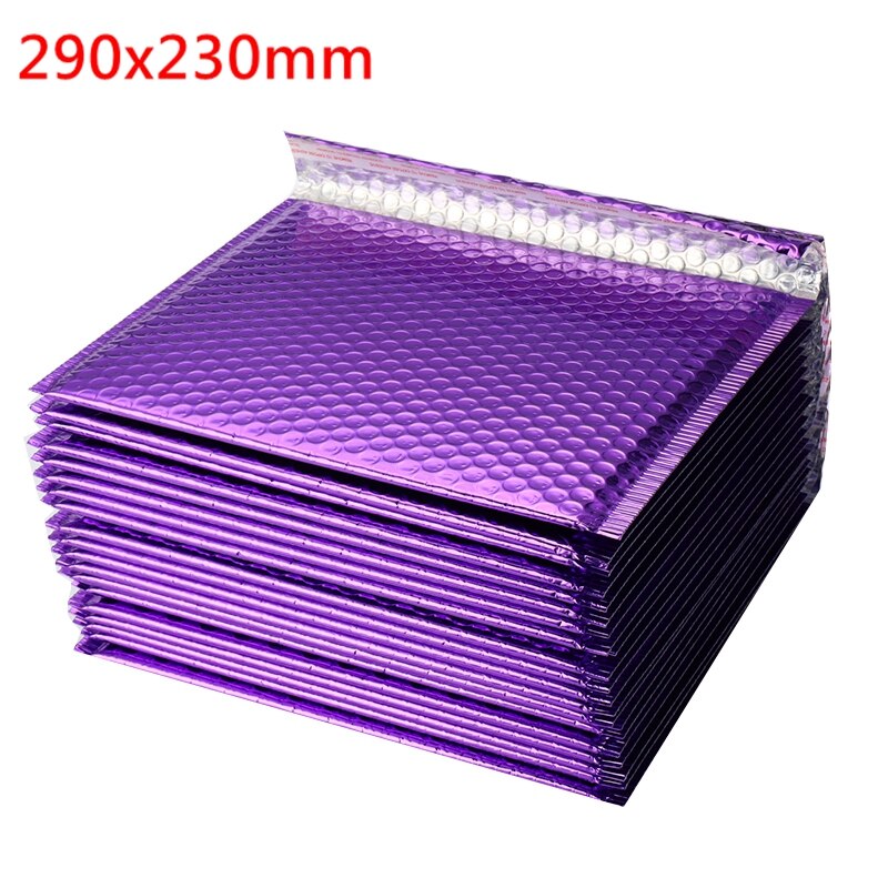 50 PCS/Lot Gold Plating Paper Bubble Envelopes Bags Different Specifications Mailers Padded Envelope Bubble Mailing Bag: 290x230mm purple