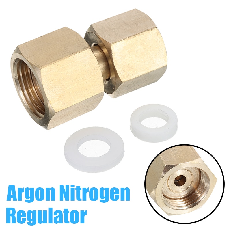 1pc Brass Adaptor CGA-320 to CGA-580 CO2 Cylinder to Argon Nitrogen Regulator Converts with 2pcs Washers