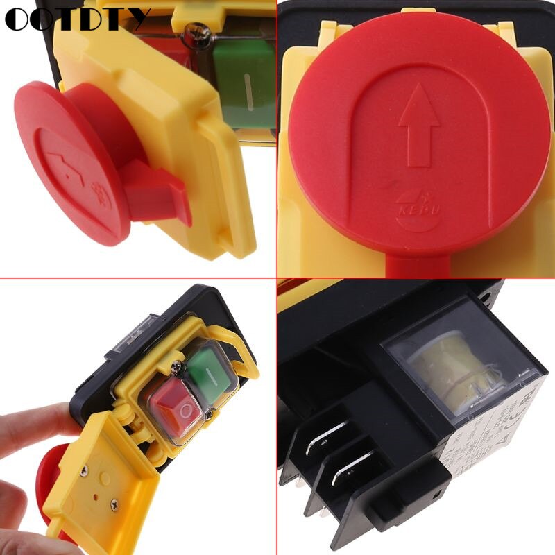 KJD12 250V 4Pin Waterproof Magnetic Start Stop No Volt Release Pushbutton Switch