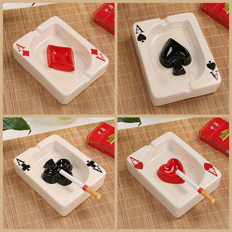 European-Style Playing Cards Red Heart Square Ashtray Japanese-Style American Hotel Living Room Dining Table Ashtray