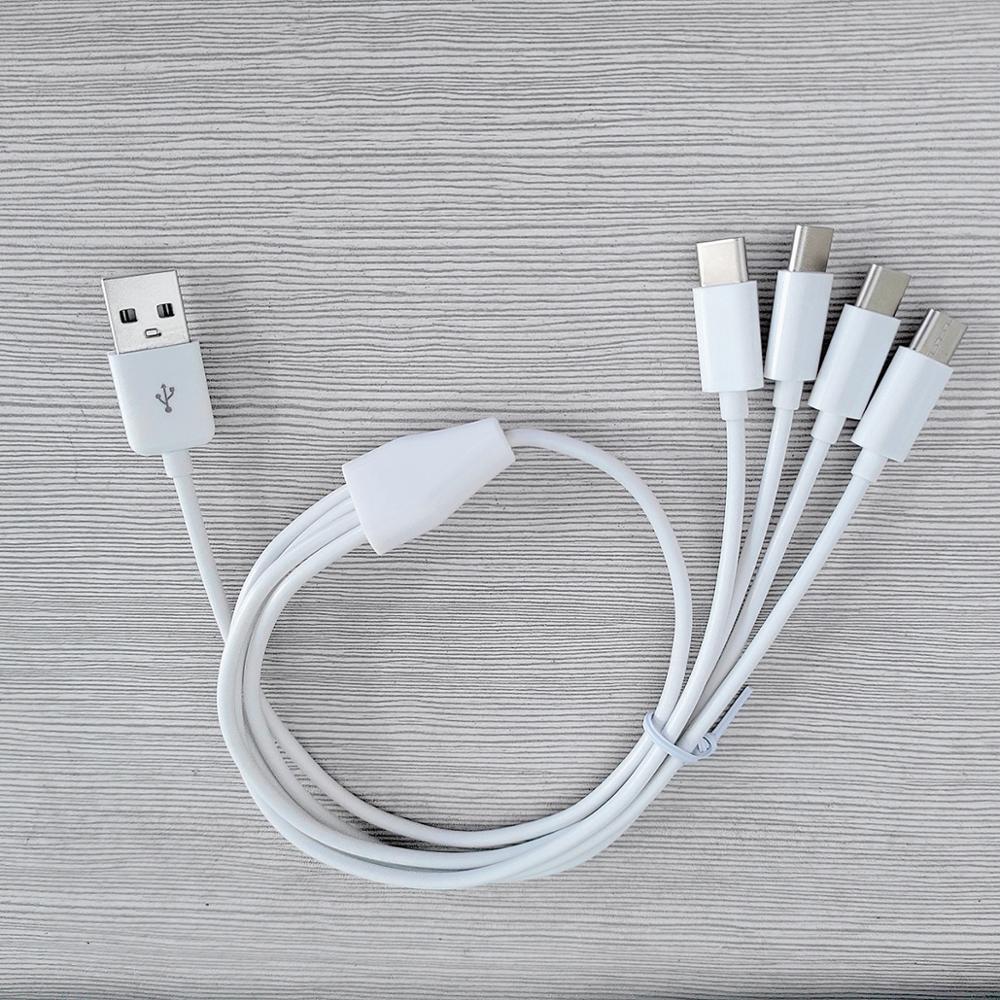 5 Stks/partij 50Cm Usb Naar 4 Type-C Lading Kabel 4 In 1 Type C Power Kabel