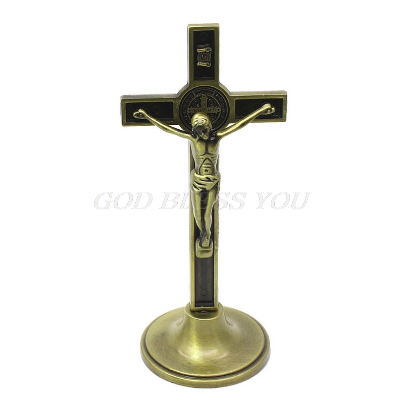 Kruis Kruisbeeld Christus Katholieke Jezus Religieuze Kerk Decoratie Stand Muur Antieke Huis Kapel Decor: Ancient bronze