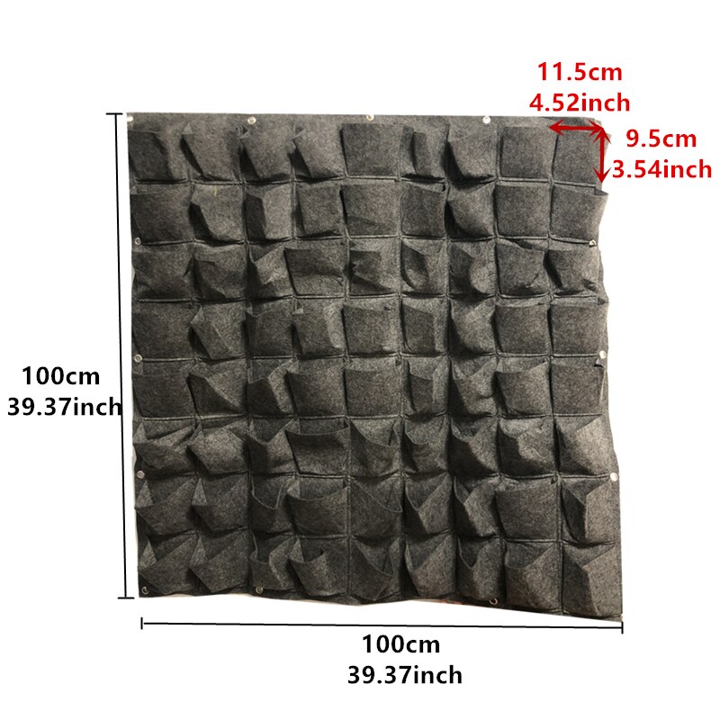 25/36/49 Zakken Opknoping Grijs Grow Bag Planter Verticale Tuin Groente Living Garden Bag Planter Groeiende Zakken Bloemen Supply: 72 grid gray