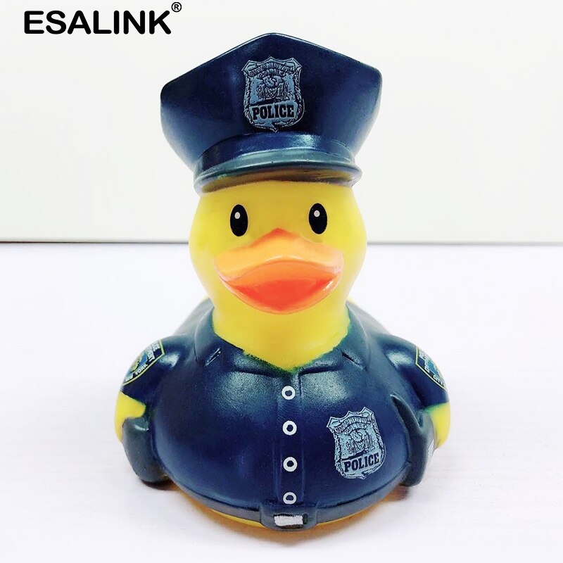 ESALINK 8-12Cm Bath Toys Rubber Duck Police Duck Water Toy Cartoon Shower Floating Toy Baby Toys For Girls