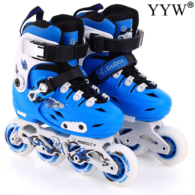 2020 nova marca crianças patins de rolo sapatos 4 rodas 1 linha inline deslizamento patinação pvc meninas treinamento ao ar livre bonito: A2 / S