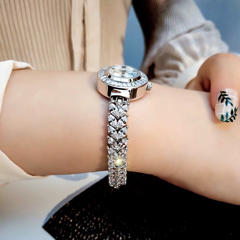 Lotus-Reloj de pulsera de cuarzo con diamantes de imitación para mujer, pulsera de lujo con cristales, resistente al agua