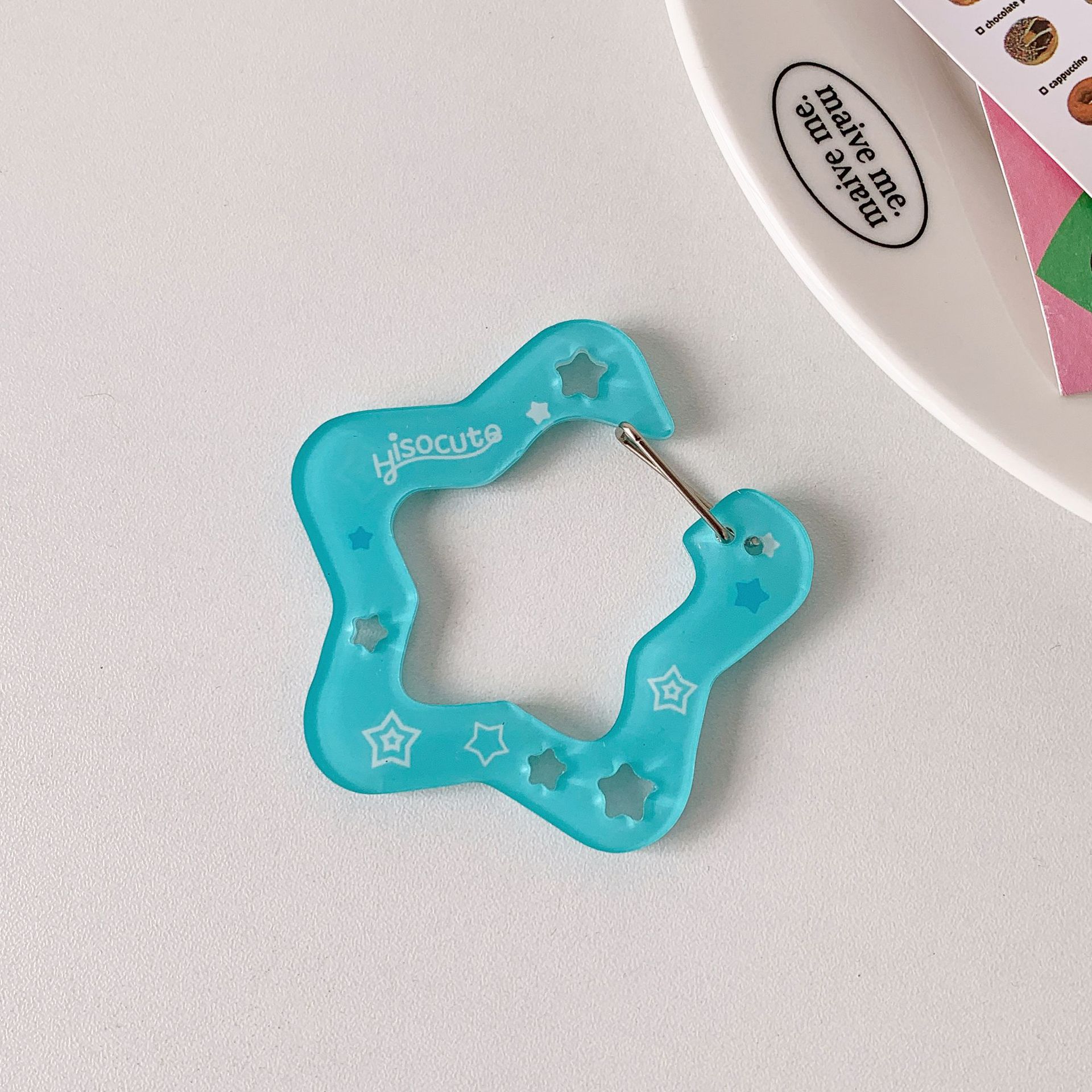 Ins Stijl Leuke Acryl Cartoon Sleutelhanger Houder Korea Kawaii Fruit Cupcake Stervormige Decor voor Tas Hanger Haak Sleutel Hangend: WIT