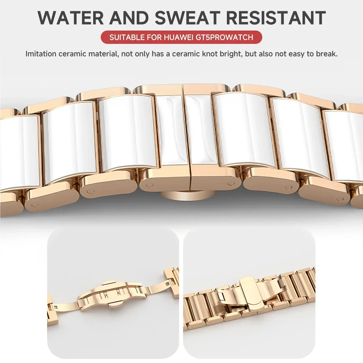 18mm Luxury Ceramic Strap for Huawei Watch 5 GT5 Pro 42mm Butterfly Buckle Wristband For Huawei GT5 GT4 41mm Band