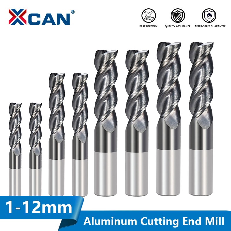 Xcan hårdmetall pinnfräs 1-12mm 3 räfflade änd fräs för aluminium koppar skärning super belagd cnc fräs fräs bit fräs