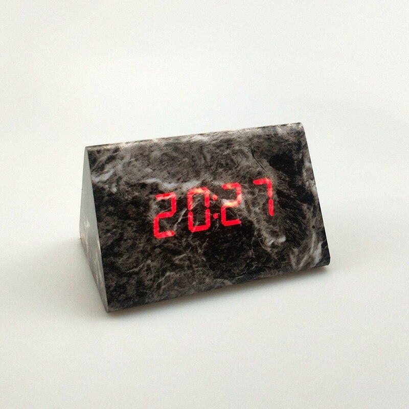 Rechteck Marmor aufbringen Digital Holz LED Temperatur Wecker Holz retro glühen Uhr Schreibtisch Tabelle Dekor Schreibtisch Werkzeuge: E