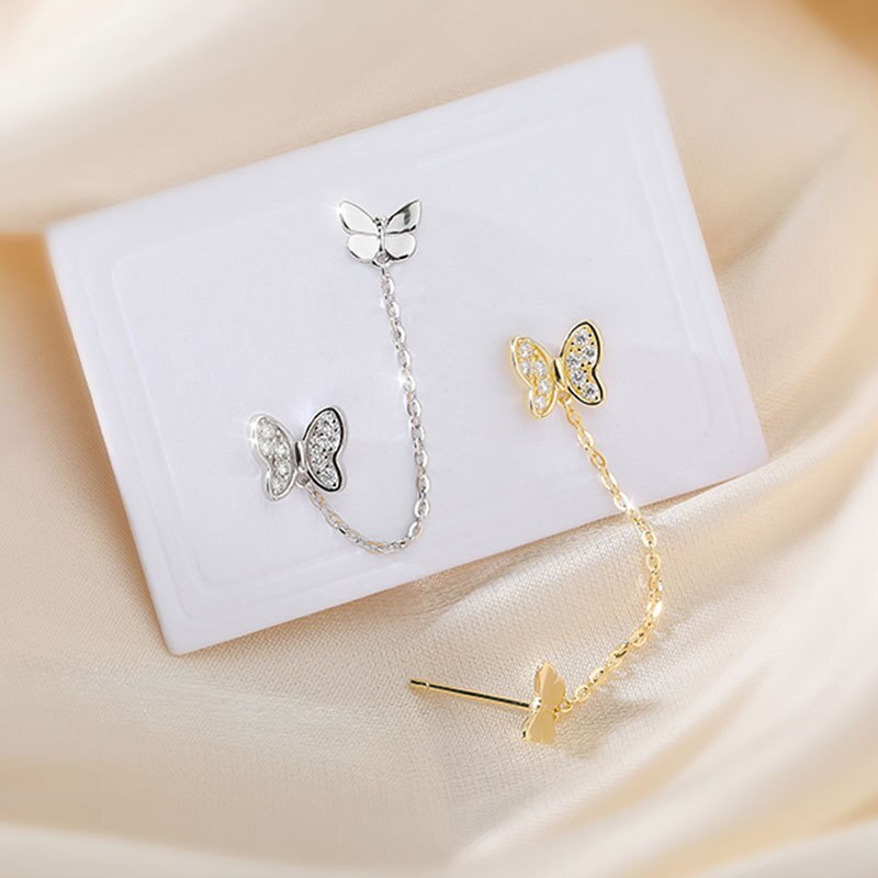 3 stücke/lot 925 Sterling Silber Stud Ohrringe Für Frauen Kristall Zirkon schmetterling form Ohrring Piercing Ohrringe Schmuck