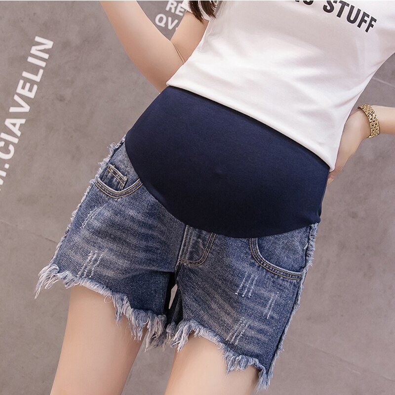 Maternity Capri-pants Summer Wear Fashionable Maternity Jeans Short Pants Cotton High Waist Pocket Pregnant Women Clothes 1066