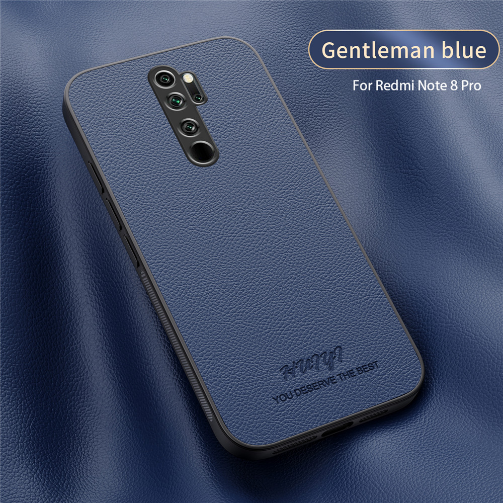 Couverture magnétique à cadre souple en cuir d'affaires de luxe pour Xiaomi Redmi Note 8 Pro Note8 Pro coques de téléphone Capa: Bleu