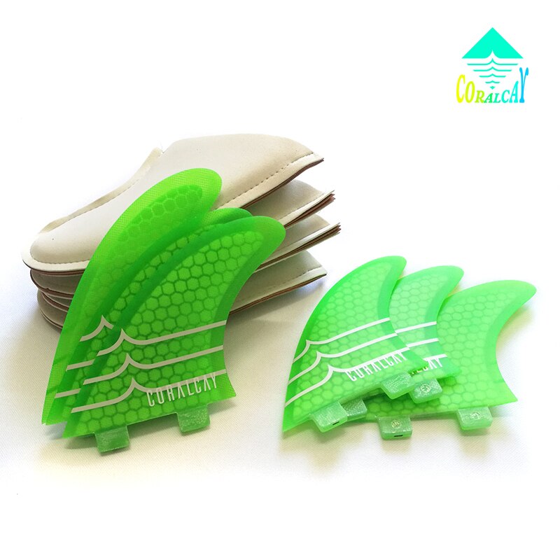 Aletas para tabla de Surf Coral-cay FCS, Tri Truster, amarillo, rojo, verde, fibra de vidrio, kitesurf, quillas FCS de windsurf