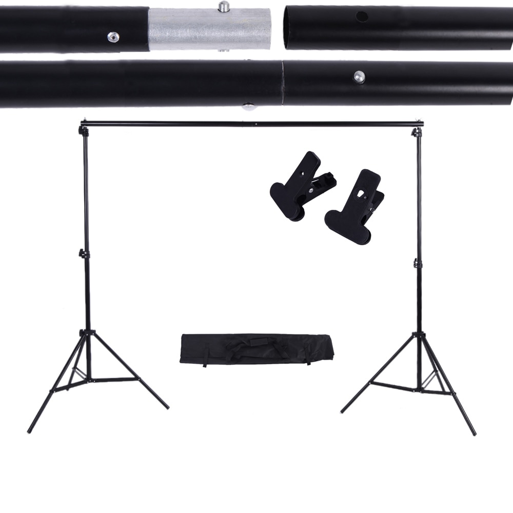 Andoer 2*3 m/6.6 * 9.8ft Support de fond réglable Support Photo toile de fond Kit de barre transversale avec deux pinces