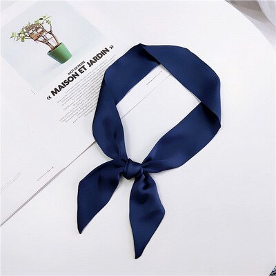 Petit foulard en soie de couleur unie pour femmes, 90x5cm, ruban de poignet tout assorti pour sac à main enveloppé: 8