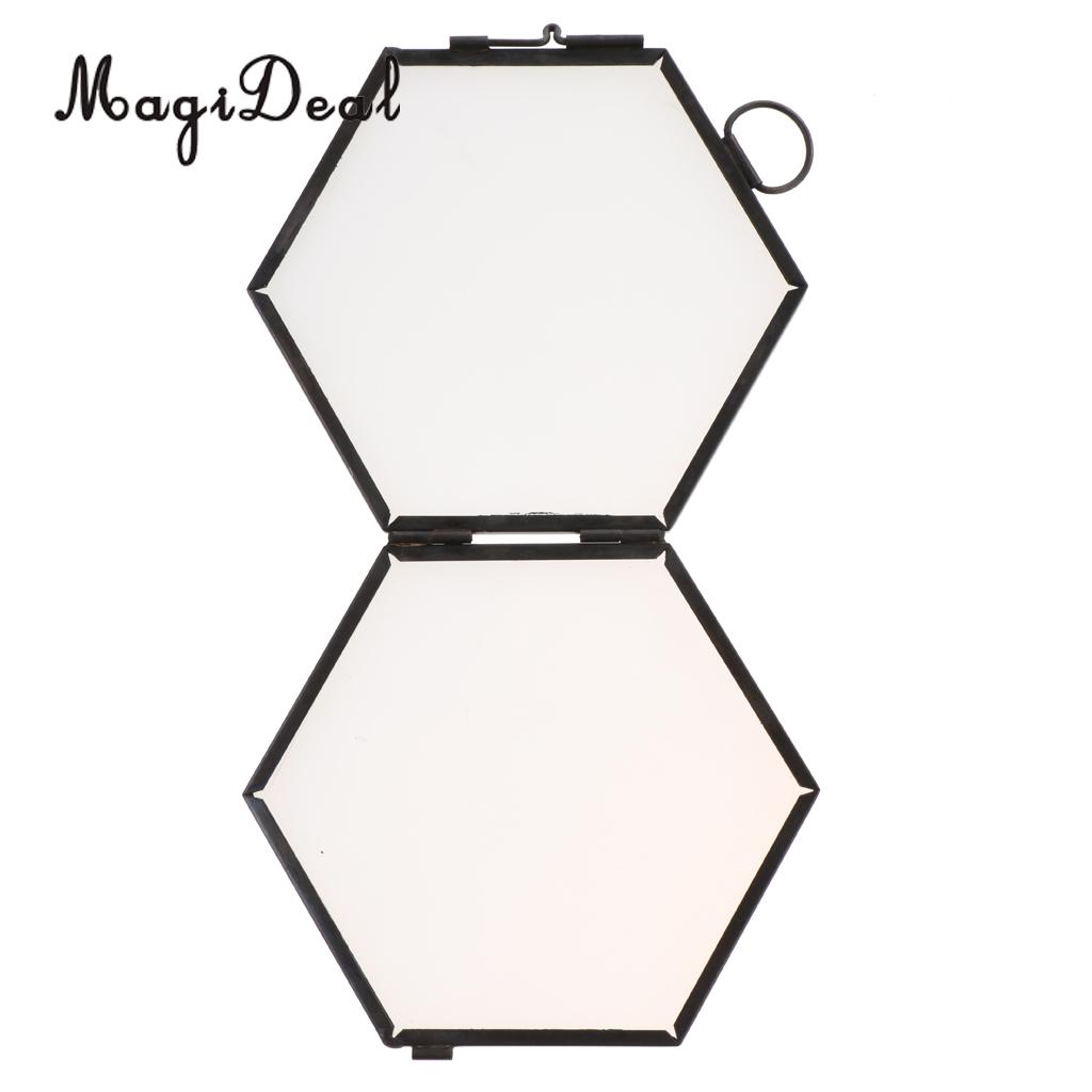 Magideal moderne hængende hexagon metal & glas billedramme kunstværk portræt fotorammer hjem rom dekoration