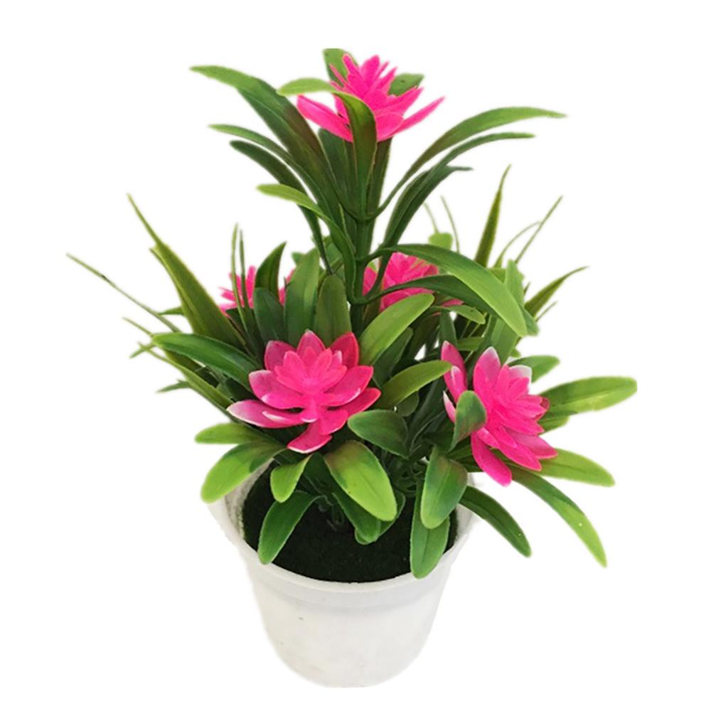 1PC Fiori Artificiali in Vasi di Fiore di Loto Pianta in Vaso bonsai Decorazione desktop di Fiore Artificiale di Plastica tutto'ingrosso: rosa