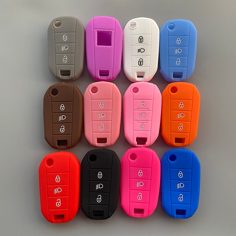 Silicone de borracha caso capa chave escudo protetor para peugeot 2008 308 t9 208 para citroen c3 berlingo 2019 3 botão dobrável chave