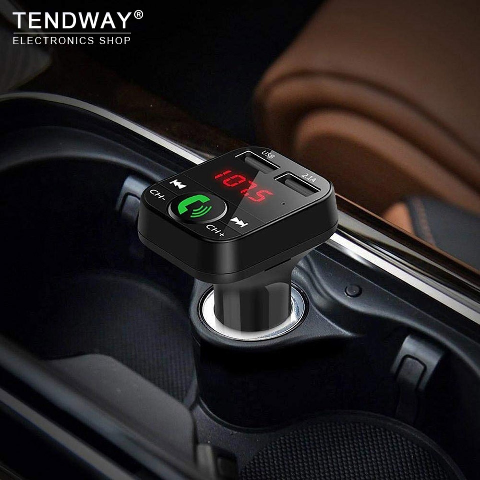 Tendway Auto Telefoon Oplader Draadloze Bluetooth Car Kit LED Display Mobiele Multi Usb Charger Fm-zender MP3 Speler Autolader