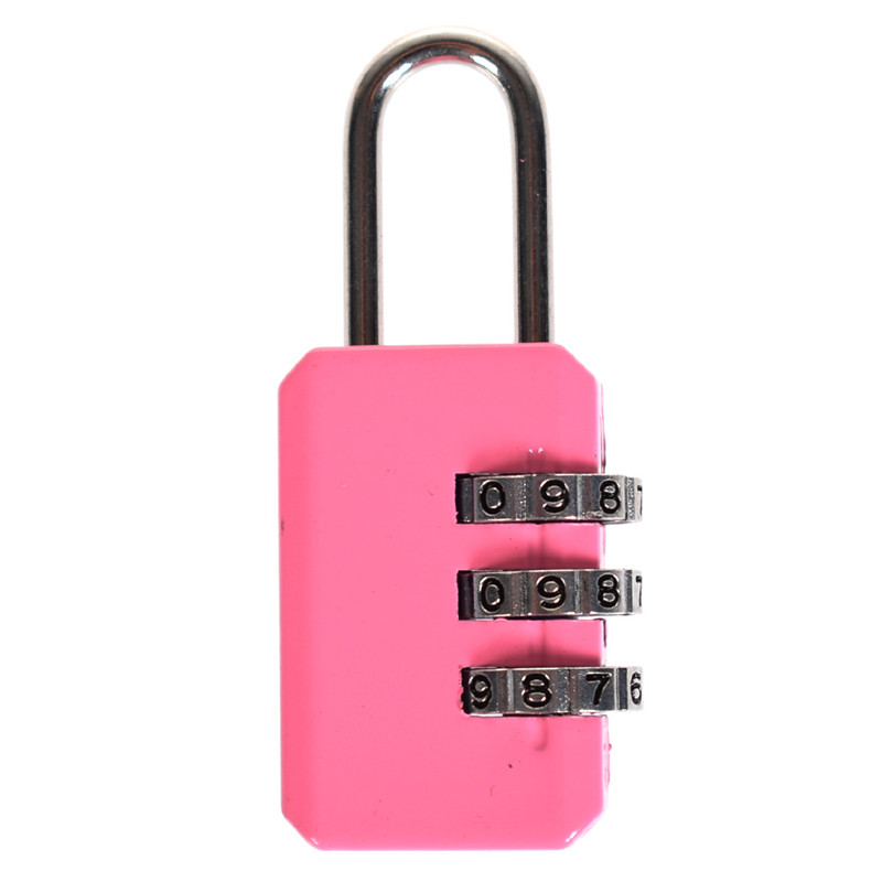 6 kleuren 3 Digit Dial Codenummer Wachtwoord Combinatie Lock Kleine Draagbare Reizen Bagage Rits Zak Hangslot Koffer Bag Lock: Pink