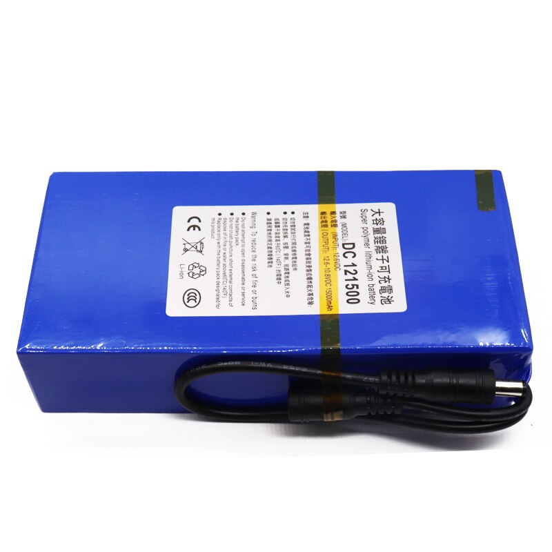 100% dc 12v litiumbatteri 15000 mah batteripakke 12.6v 15ah polymere batteripakke gadebelysning instrument led lys standbypower