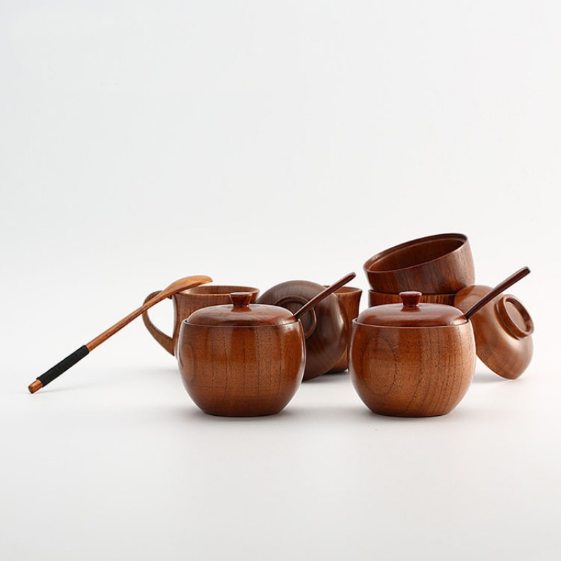 Natuurlijke Houten Opslagtank Kruiden Zout Opslag Fles Met Deksel Huishoudelijke Kruidkruik Container Kicthen Accessoires