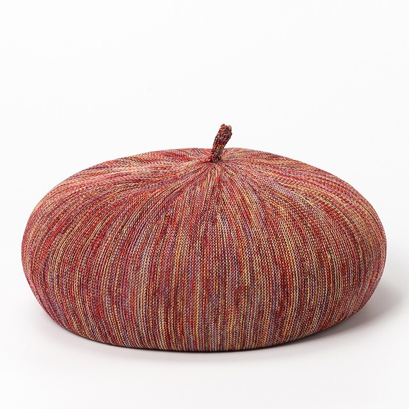 Caluriri Spring Summer Hat Pumpkin Beret Painter's Cap Retro Knit Breathable Art Painter's Cap Octagonal Cap Beret Cap: Brown