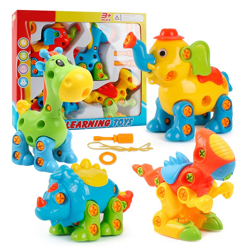 3WBOX tools screw toy Plastic 3D Removable Combination animal Assembly hands-on ability exercise nut educational for children: no box