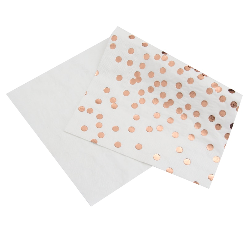 20 stk rosa guld prik papir serviet fest 100%  jomfrutræ papirservietter til bryllup baby fødselsdag boligindretning forsyninger servietter
