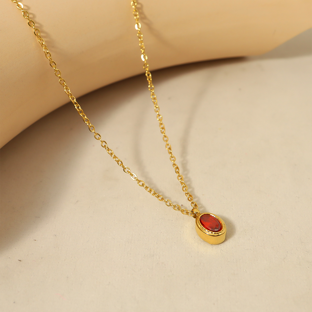 WILD & FREE Collar colgante de zircon de acero inoxidable dorado de 18K dama encanto cadena fina joyería de impermeable: Oro oscuro