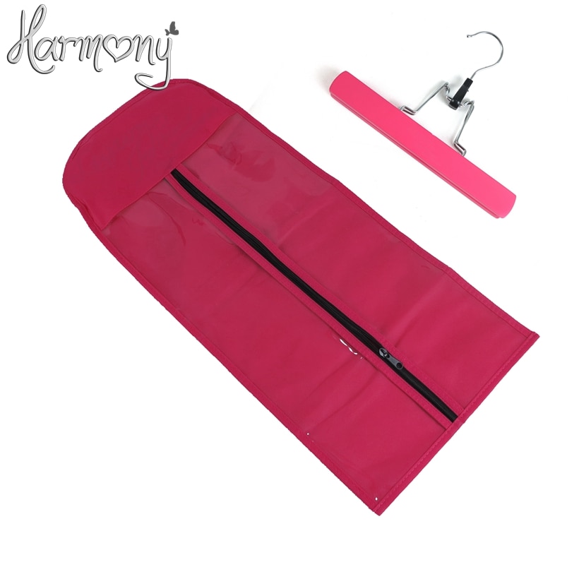 1 bolsa + 1 percha con cremallera negra, bolsa para embalaje de extensiones de cabello, funda para traje, horquilla para extensiones de cabello, cola de caballo