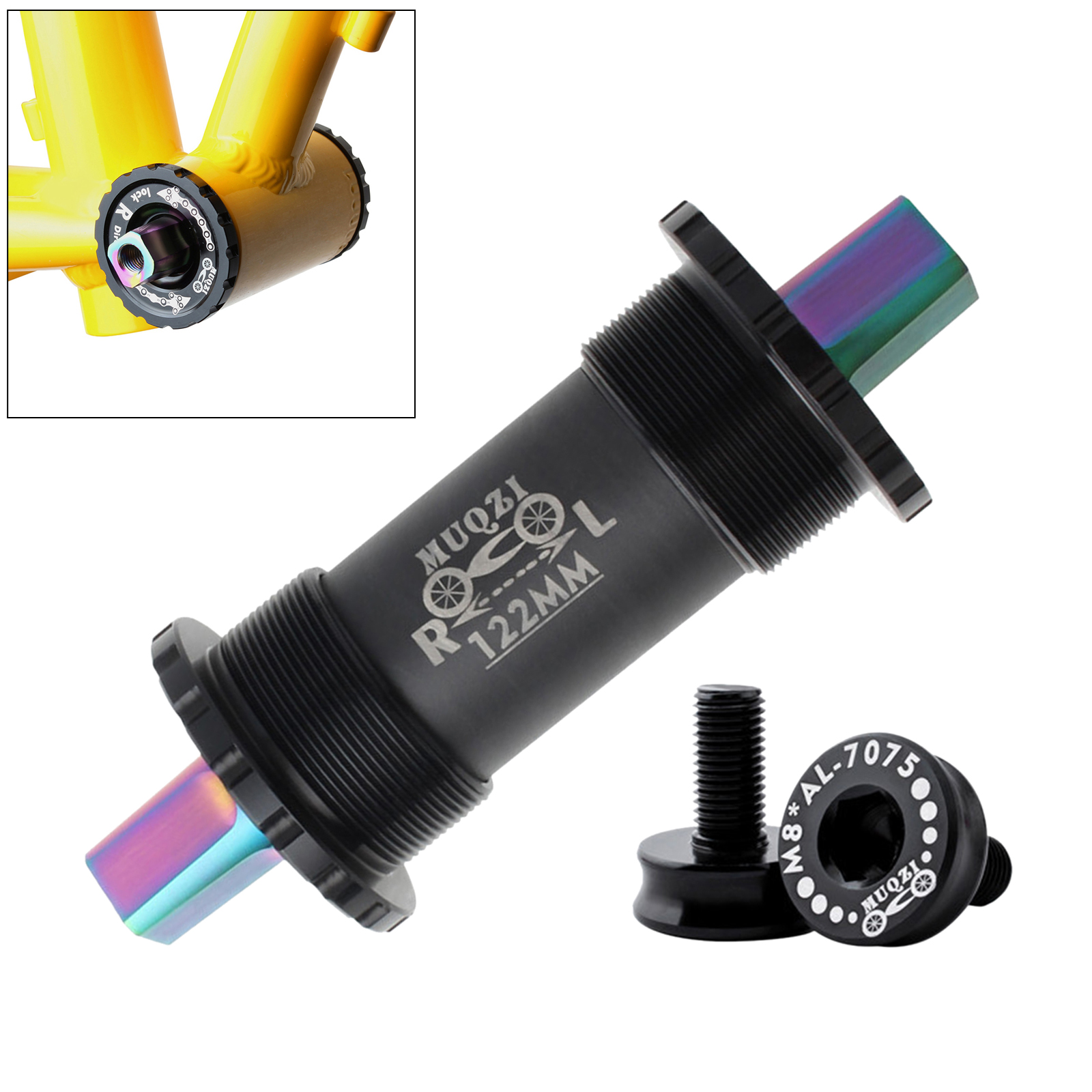 Bicycle Bottom Bracket 68mm Square Hole Crank Axis Mountain Road Bicycle Parts BB for Square Tapered Spindle Crankset: 122mm Black