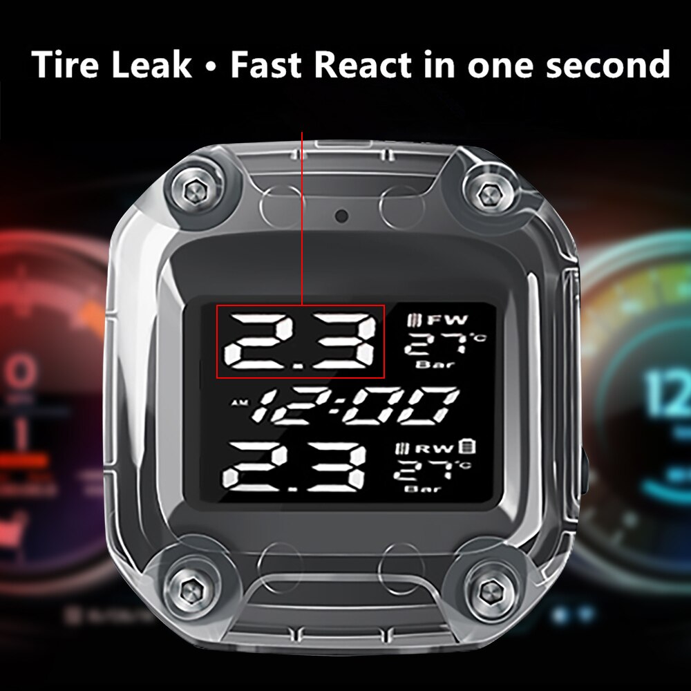 Motorcykel dæktryk monitor vandtæt lcd digital skærm magnetisk hurtig opladning auto alarm moto dæktryk tpms sensor