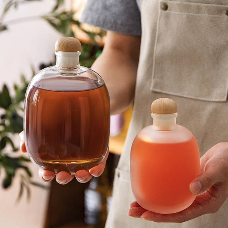 Wijn Fles Glas Lege Fles Mousserende Wijn Glazen Fles Afgesloten Pot Wijn Zelfgemaakte Groene Pruim Verdelen Wijn Flessen