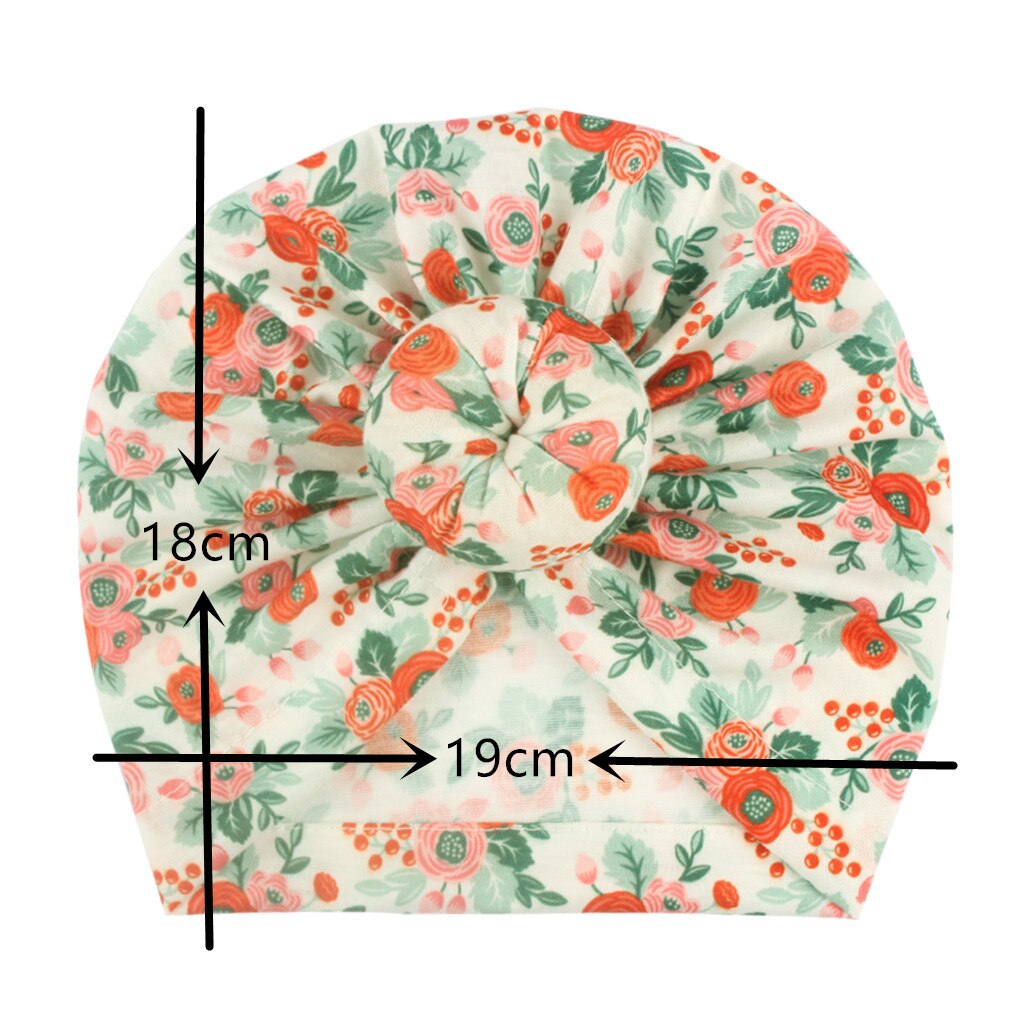 Baby Spullen Bloemenprint Baby Meisje Hoed Met Geknoopt Baby Beanie Baby Meisjes Jongens Accessoires Cap Voor Meisjes Kid hoeden # P30