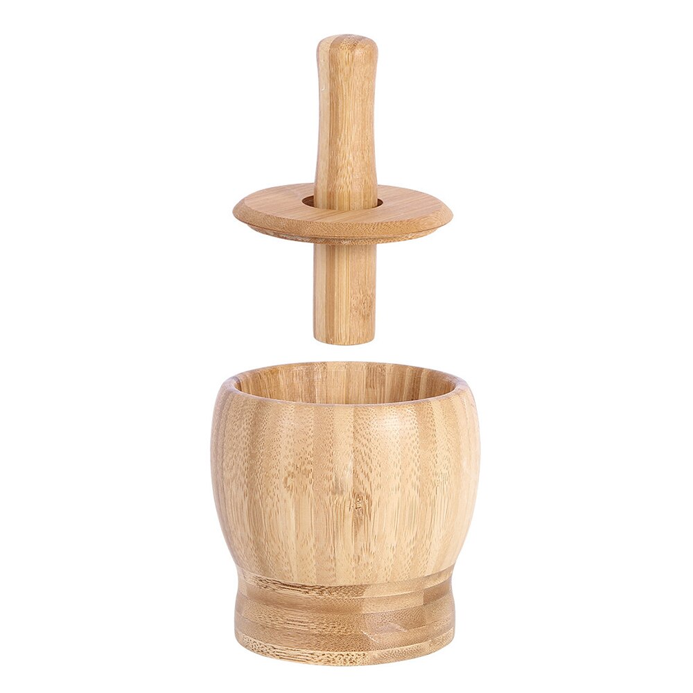Juego de mortero y cardo, Bol de bambú, trituradora de prensa de ajo para Guacamole, cocina, pimienta, tazón de prensado de ajo, práctico,