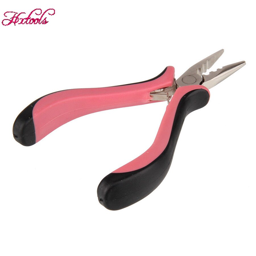 Tang En Haak Naald Gereedschap Kit Voor Microringen Kralen &amp; Ik Tips Haarverlenging Roze En Zwart Handvat Haar Tang met Drie Gat