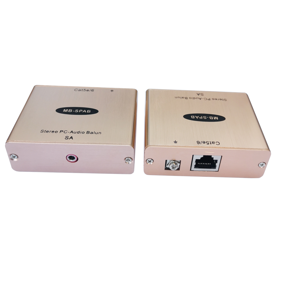 Cat5 Stereo Audio Balun Extender 3.5mm Audio to RJ45 Converter PC-Audio Over IP