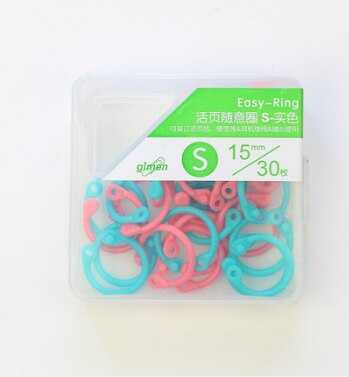 SHARKBANG S/L/XL Candy Color Loose Leaf Binder Book Rings 8/16/30pc In Transparent Box Buckle Rings Stationery Supplies: S-30pcs F