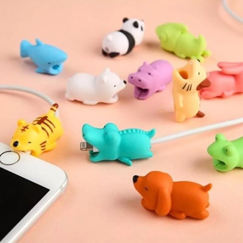 Animal Cable Bites Protector dla iPhone słuchawki kabel linii danych kabel ochronny Winder Cover USB uchwyt do ładowania drutu organizator