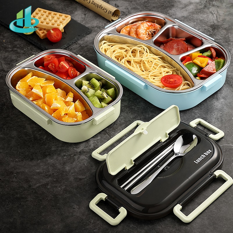 HENGFENG Portable 304 Stainless Steel Lunch Box Japanese Style Compartment Bento Box Kitchen Leakproof Food Container