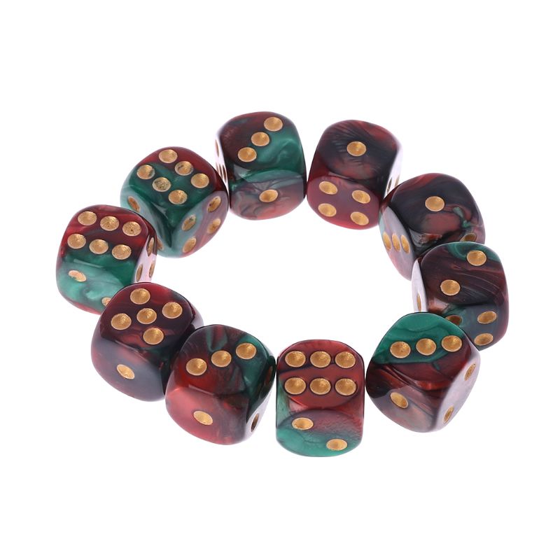 10 Pcs 16mm Resin Dice D6 Red Green Gold Points Round Edges KTV Bar Nightclub Entertainment Tools Adult Toys