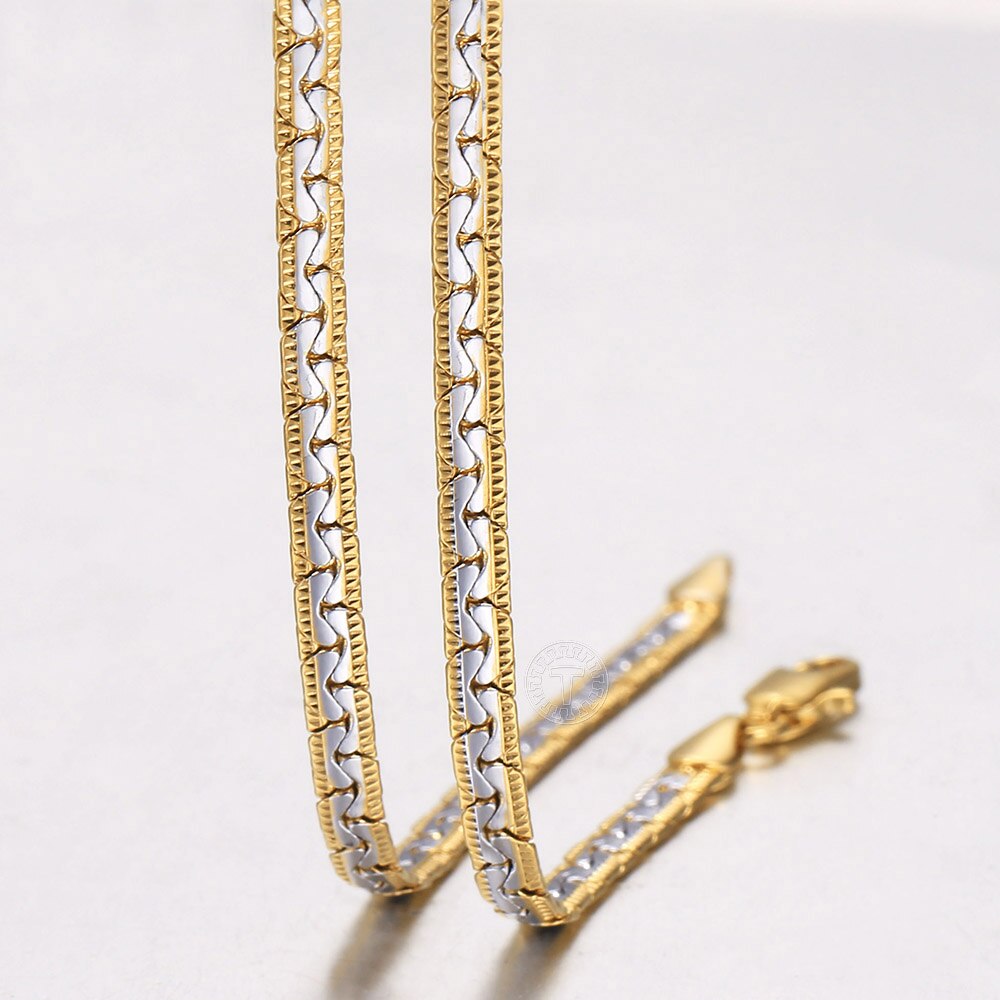 4mm goldgefüllte halsketten für damen und herren, mix aus silber und farbe, kleine rolo-cashew-schlangenketten, einzigartige schmuckstücke  gn496