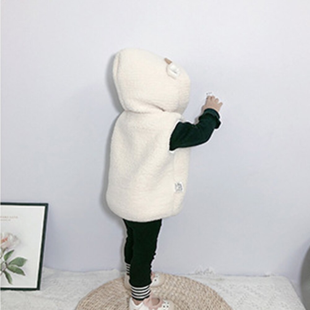 Herfst Winter Hooded Baby Vest Warme Zachte Uitloper Baby Peuter Comfortabele Knop Meisjes Jongens Leuke Mouwloze
