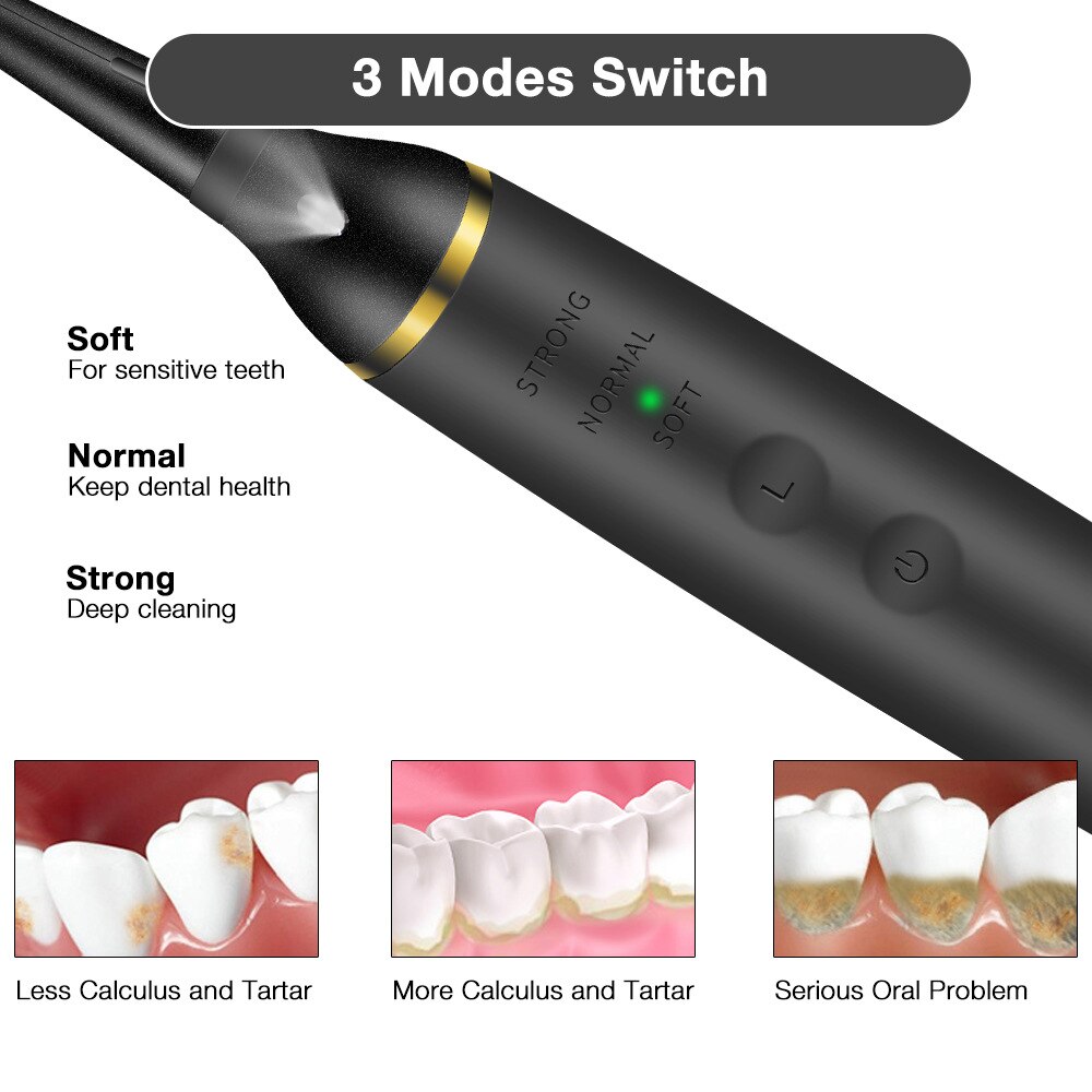 Bærbar elektrisk sonisk tandskaler tandregnerfjerner tandpletter tandsten værktøj tandlæge tandblegning mundhygiejne