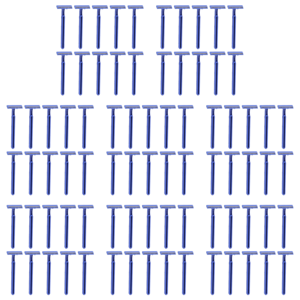 100 pz/pacco striscia lubrificante rasoi da barba usa e getta a doppia lama rasoio da barba in acciaio inossidabile per uomo viaggio Hotel: Viola
